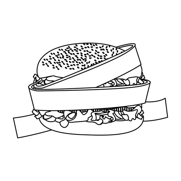 Silhouette ruban à mesurer autour burger régime alimentaire concept — Image vectorielle