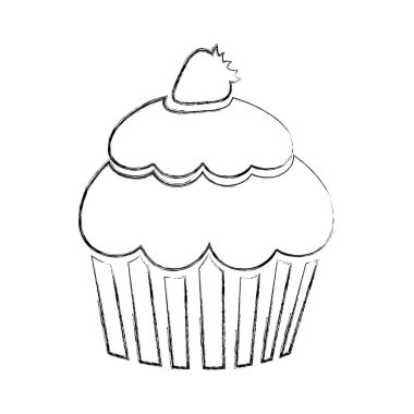 tek renkli kek çilek ile kontur bulanık