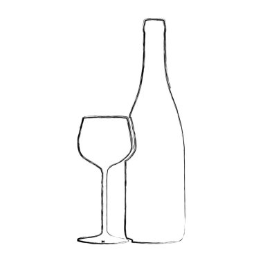 tek renkli cam bardak ve boş şişe kontur bulanık