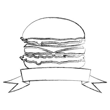 tek renkli kontur burger ve kurdele ile bulanık