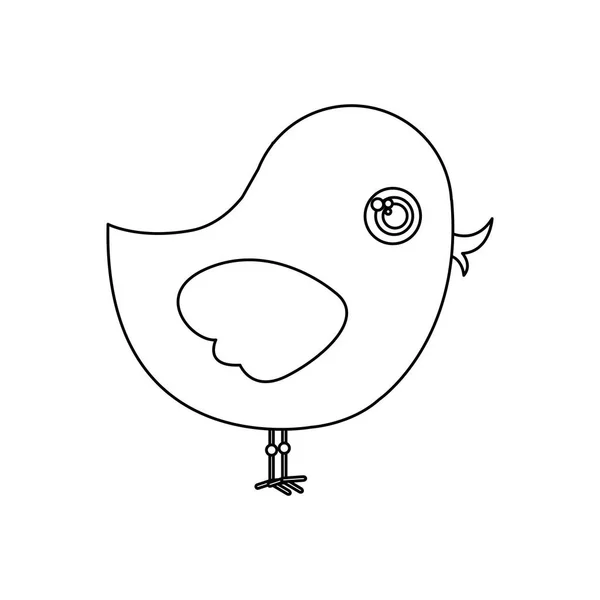 Silhouette gullig tecknad fågel djur ikonen — Stock vektor