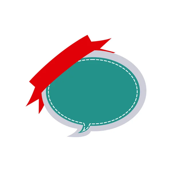 Boîte de dialogue autocollant ballon design avec ruban — Image vectorielle