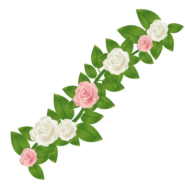 Красочная корона из листьев с цветочным дизайном роз — стоковый вектор