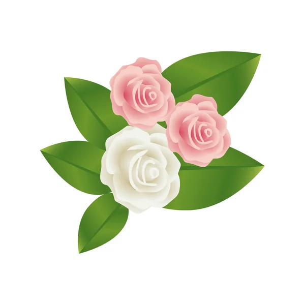 Bukett knopp rosor med lämnar blommönster — Stock vektor