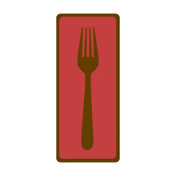 Marco de banner rectángulo con silueta tenedor icono de cubiertos — Vector de stock