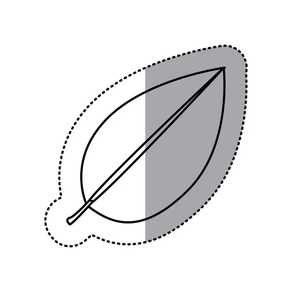 Pegatina contorno monocromo de la hoja con icono de la naturaleza de la rama — Archivo Imágenes Vectoriales