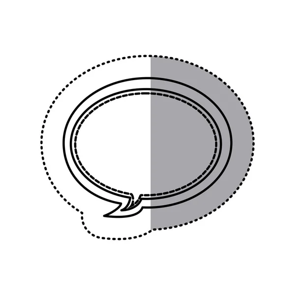 Monochroom contour sticker van ovaal zeepbel frame toelichting dialoog — Stockvector