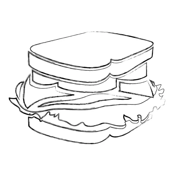 Монохромный размытый контур с бутербродом — стоковый вектор
