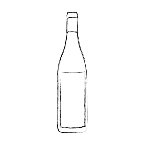 Monokrom kabur kontur botol kaca - Stok Vektor