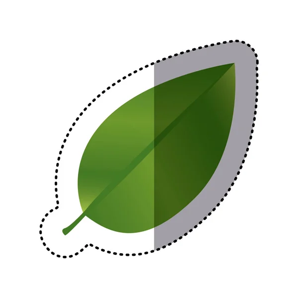 Pegatina hoja verde realista con icono de la naturaleza rama — Vector de stock