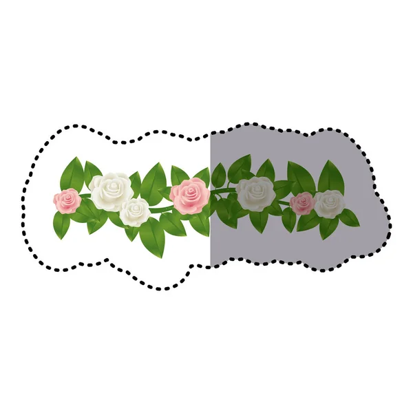 Nálepka barevná koruna listů s květinovým vzorem růží — Stockový vektor