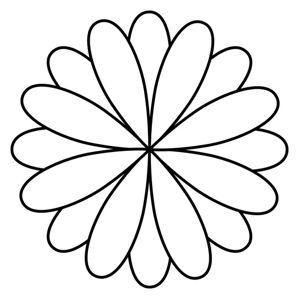 Figura flor con pétalos icono — Vector de stock