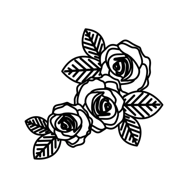 Figur oval rosor med blad-ikonen — Stock vektor