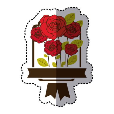 oval gül simgesi olan renkli dekoratif amblemi