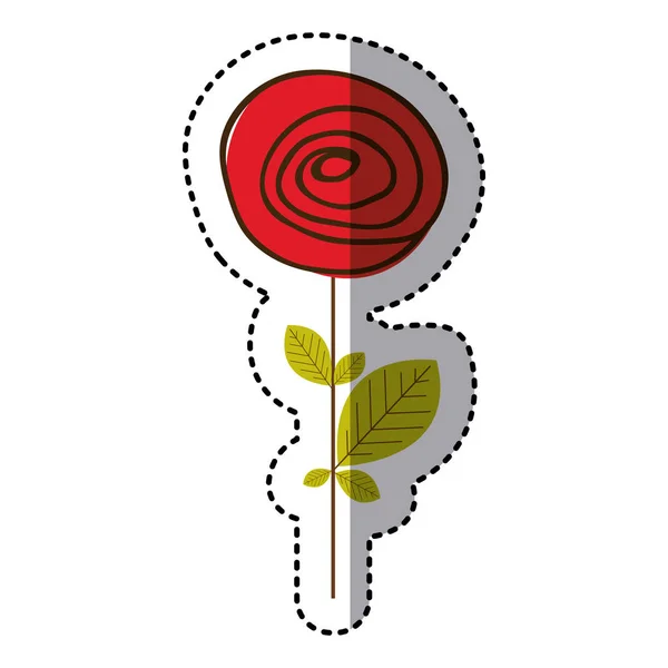 Piros virág, szirmok ikonnal fordulóban — Stock Vector