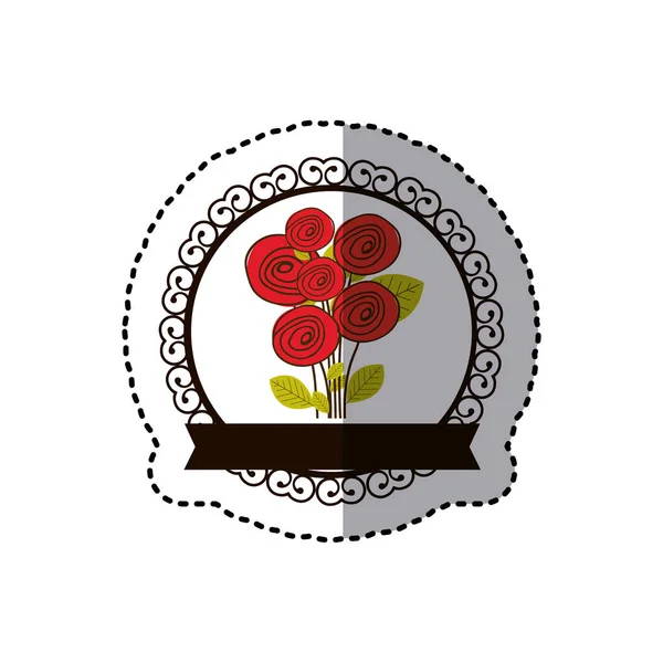 color decorative emblem with rounds roses inside icon