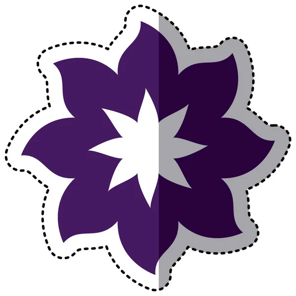 Flor azul con pétalos puntiagudos icono — Vector de stock