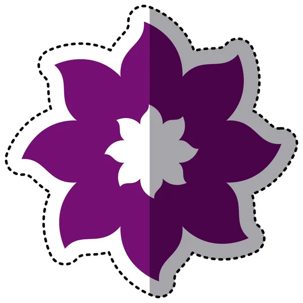 Flor púrpura con pétalos puntiagudos icono — Vector de stock