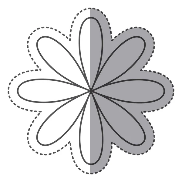 Flor de silueta con icono de pétalos ovalados — Vector de stock
