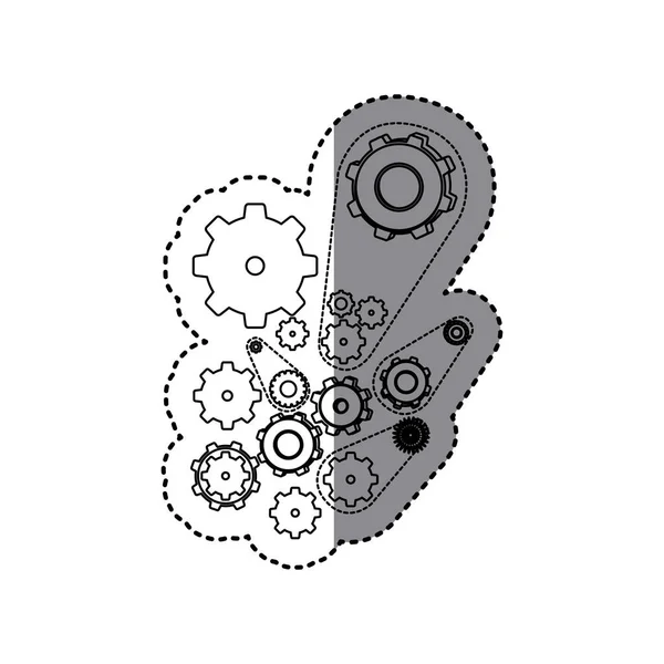 Contour gears signs icon — Stock Vector