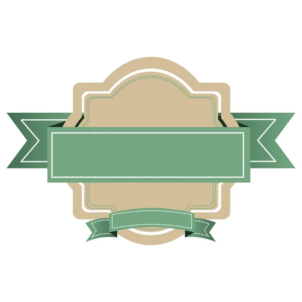 Біла емблема з зеленою стрічкою — стоковий вектор