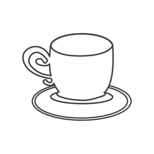 Figura taza con icono de placa — Vector de stock