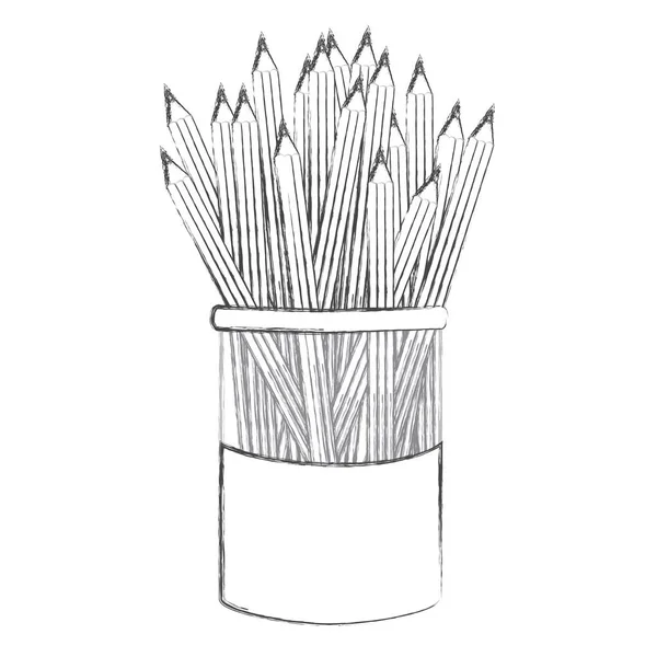 Cor dos lápis de contorno dentro do ícone do pote de manteiga — Vetor de Stock