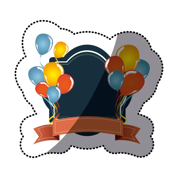 Şerit ve bolloons simgesi olan renkli dekoratif amblemi