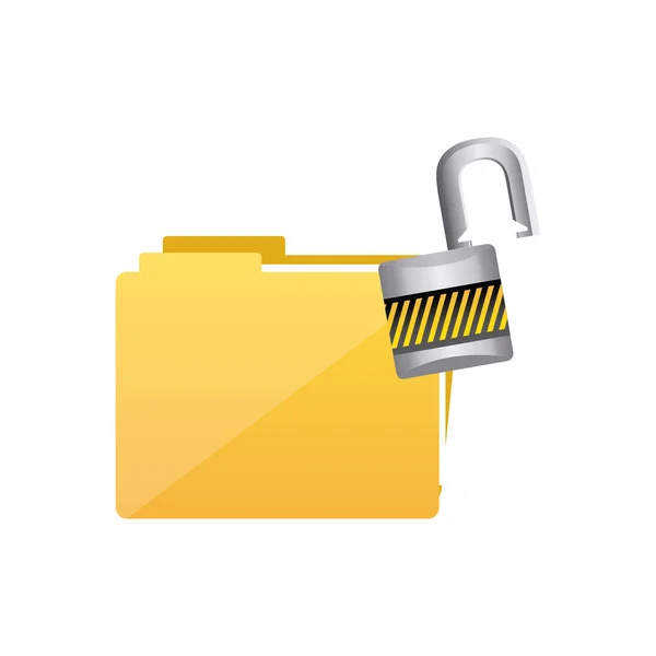 Arquivo amarelo e ícone de bloqueio aberto — Vetor de Stock