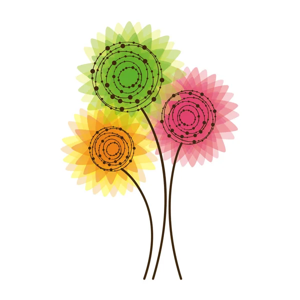 Kleurrijke rondes bloemen pictogram — Stockvector