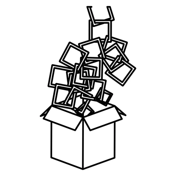 Figurenkasten mit farbigem quadratischen Symbol geöffnet — Stockvektor