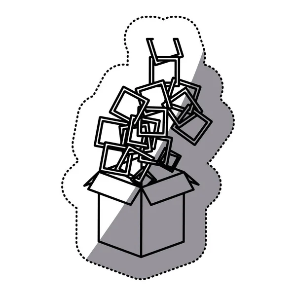 Cuadro de contorno abierto con icono cuadrado de color — Archivo Imágenes Vectoriales