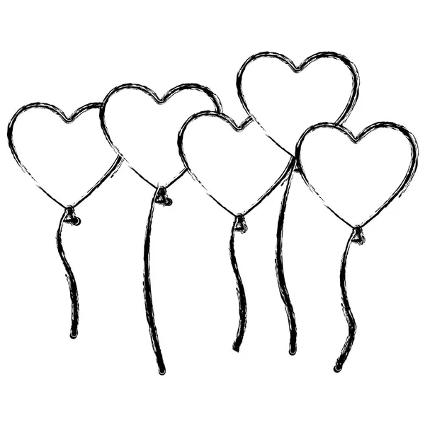 Σχήμα bolloons καρδιές μορφές εικονίδιο — Διανυσματικό Αρχείο