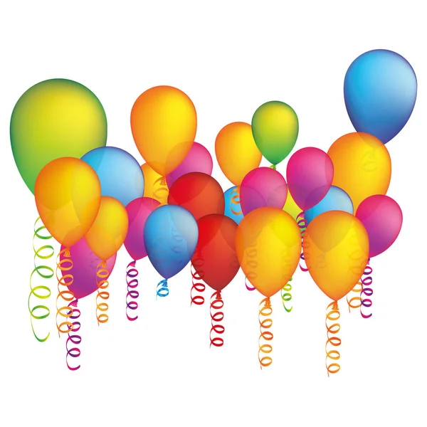 Färgade partiet ballong med serpentin ikon — Stock vektor
