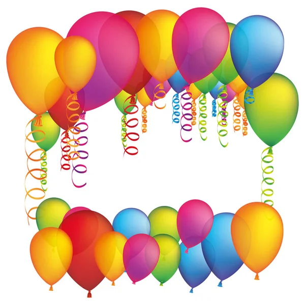Färgade många partiet ballong med serpentin ikon — Stock vektor