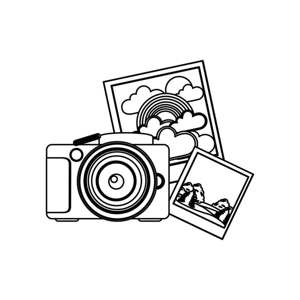 Contour camera met foto's-pictogram — Stockvector