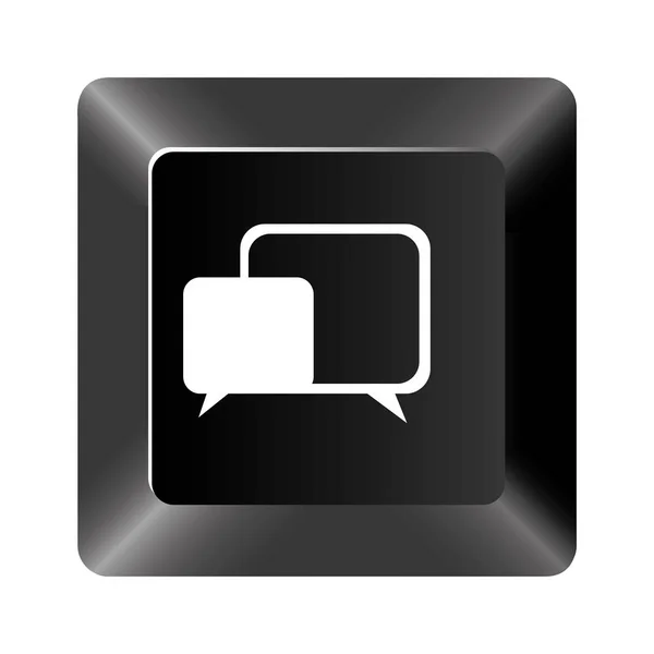 Botão preto ícone bolha quadrada — Vetor de Stock