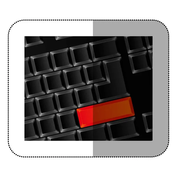 Computer keyboard with red button — Stock Vector