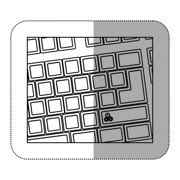 Contorno teclado de la computadora con icono de símbolo de engranaje — Vector de stock