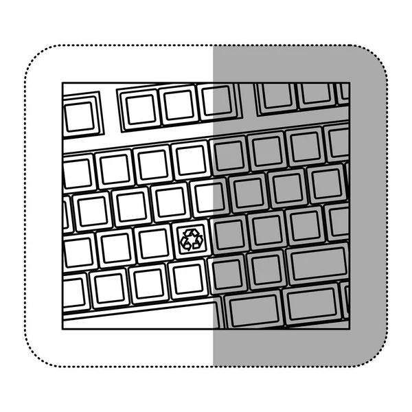 Clavier d'ordinateur de contour avec icône de symbole de recyclage — Image vectorielle