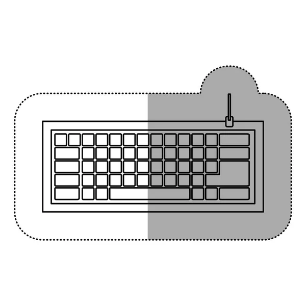 Silueta ordenador teclado icono — Vector de stock