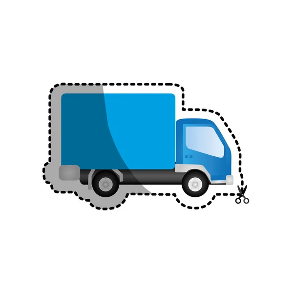 Blue trucks trailer icon — Stock Vector