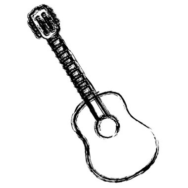 bulanık kroki kontur akustik gitar simgesi