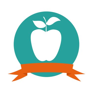 Şerit ve elma meyve ile renkli dairesel çerçeve