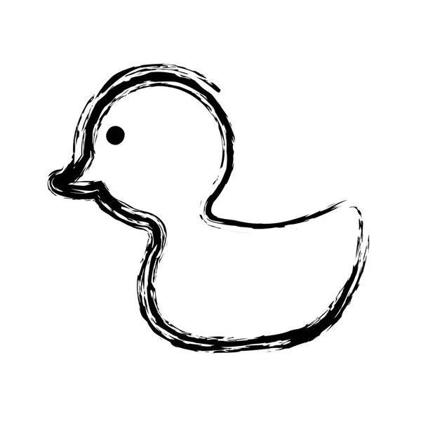 Croquis flou contour canard animal icône — Image vectorielle