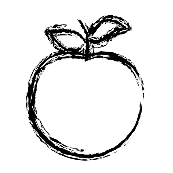 Bulanık kroki kontur elma meyve simgesi — Stok Vektör