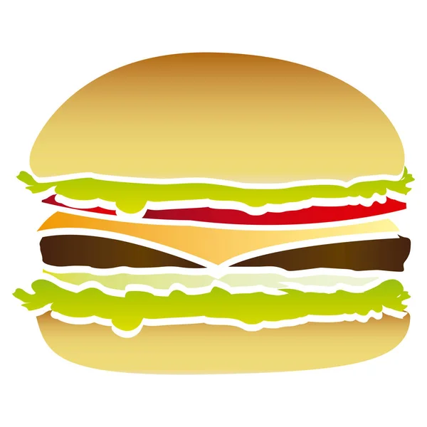 Kleurrijke hamburger eten snel afbeeldingspictogram — Stockvector