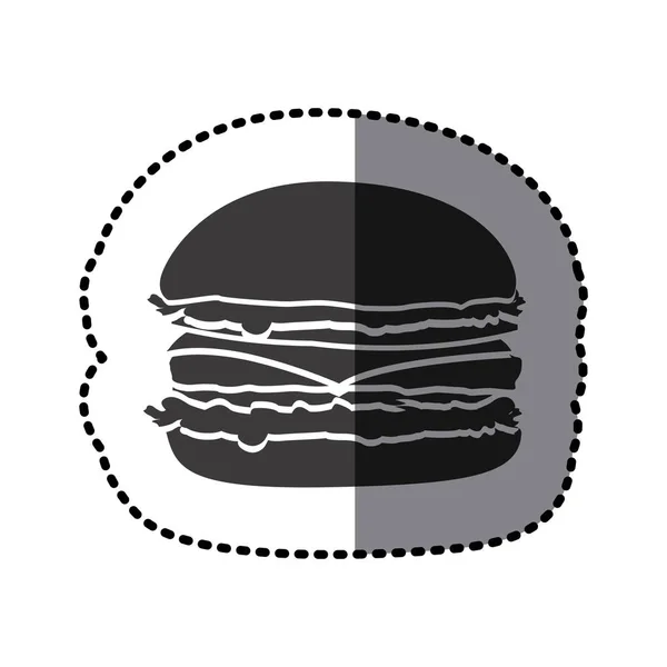 Autocollant ombrage monochrome hamburger icône alimentaire — Image vectorielle