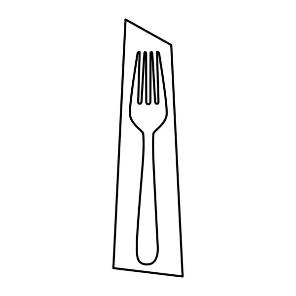 Silhouette rectangle banner frame with fork cutlery icon — Stock Vector