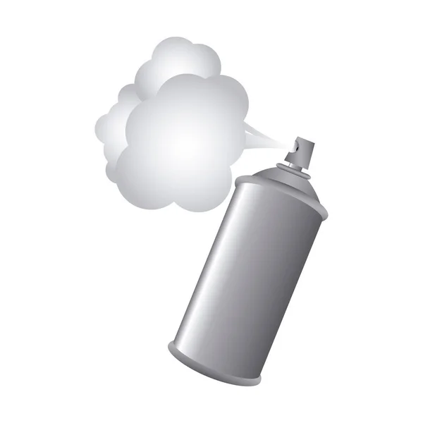 Aerosol gris aerosol metal con pintura de humo — Vector de stock